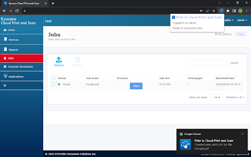 Cloud Print and Scan Chrome Extension
