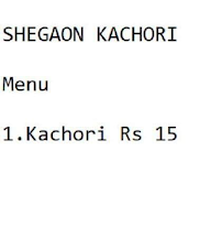 Shegaon Kachori menu 1