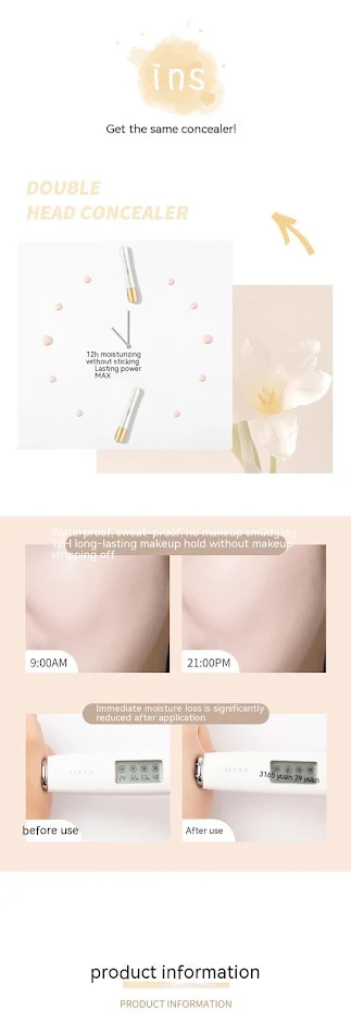 NOVO Stylo Correcteur Double-Tête Visage et Beauté de la Peau, Camoufle les Imperfections, Longue Tenue, Application Facile et Précise
