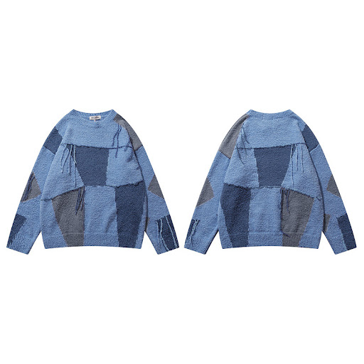 Title 4, Plaid Tassel Oversize Lazy Wind Sweater Man, Co...