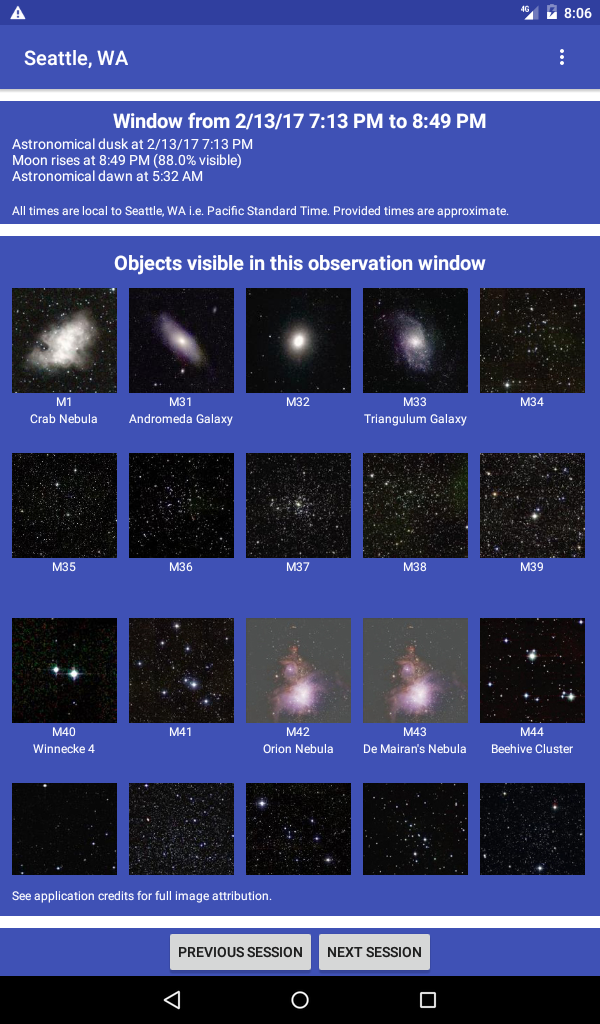 Messier Finder Screen 3