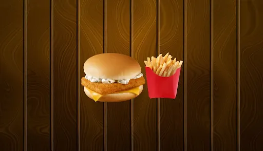 Paneer Cheese Burger With French Fries