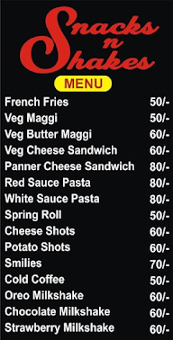 Snacks N Shakes menu 1