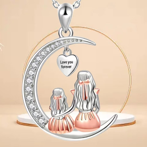 Title 2, Elegant Pendant Crescent Necklace Simple A Beau...