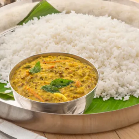 Palak Pappu With Steamed Rice