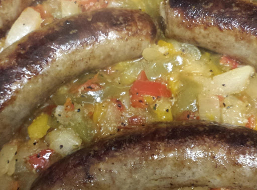 Mild Italian Sausages with Roasted Peppers and Onions