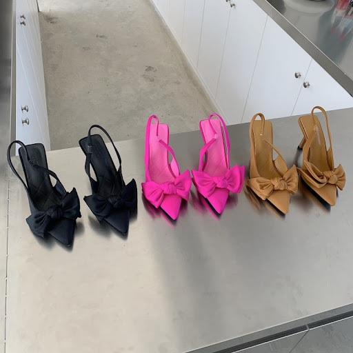 Title 16, Pointed Toe Bow Stiletto Microfiber Heels perfe...