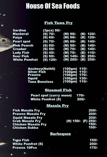 House Of Sea Foods menu 