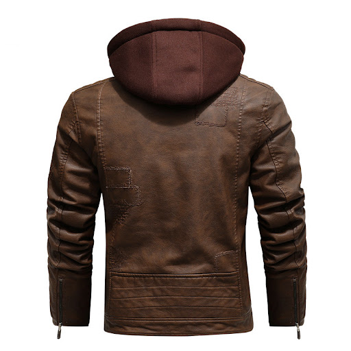 Title 10, Mens Fashionable Removable Hooded Leather Jack...