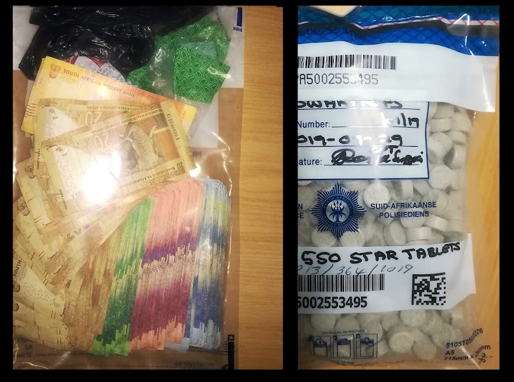 Drugs and money that were confiscated after a man allegedly confess to be on his way to buy drugs