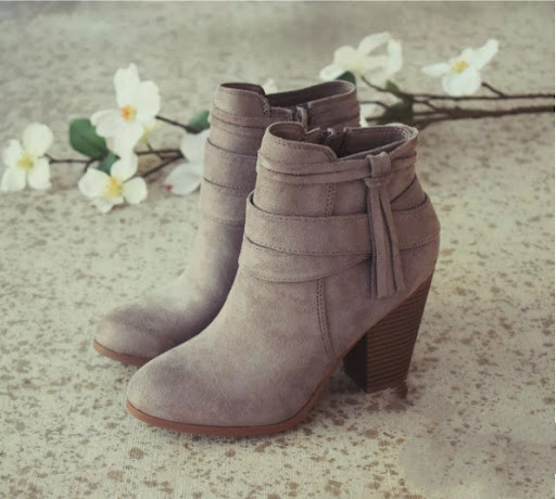 Title 7, Womens suede side zipper chunky heel boots off...
