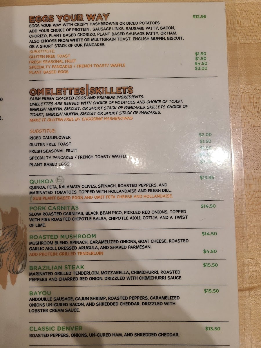 Wholey Granoly gluten-free menu