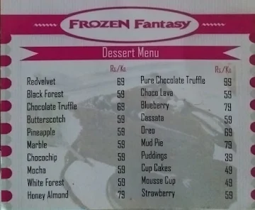 Frozen Fantasy menu 