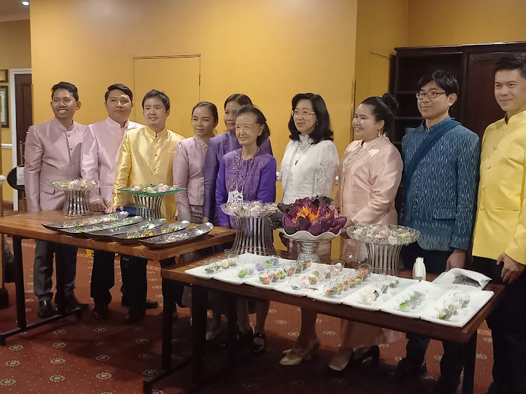 Organisers pose with the Thailand Ambassador to Kenya Sasirit Tangulrat during the launch of Thai food week at Sarova Stanley on July 15, 2022.