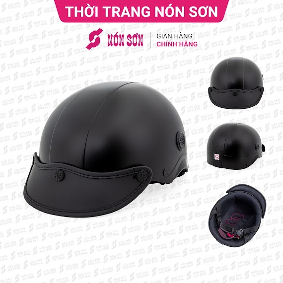 Mũ Bảo Hiểm Nửa Đầu Lỗ Thông Gió Chính Hãng Nón Sơn Đen - Tg - Đn - 052