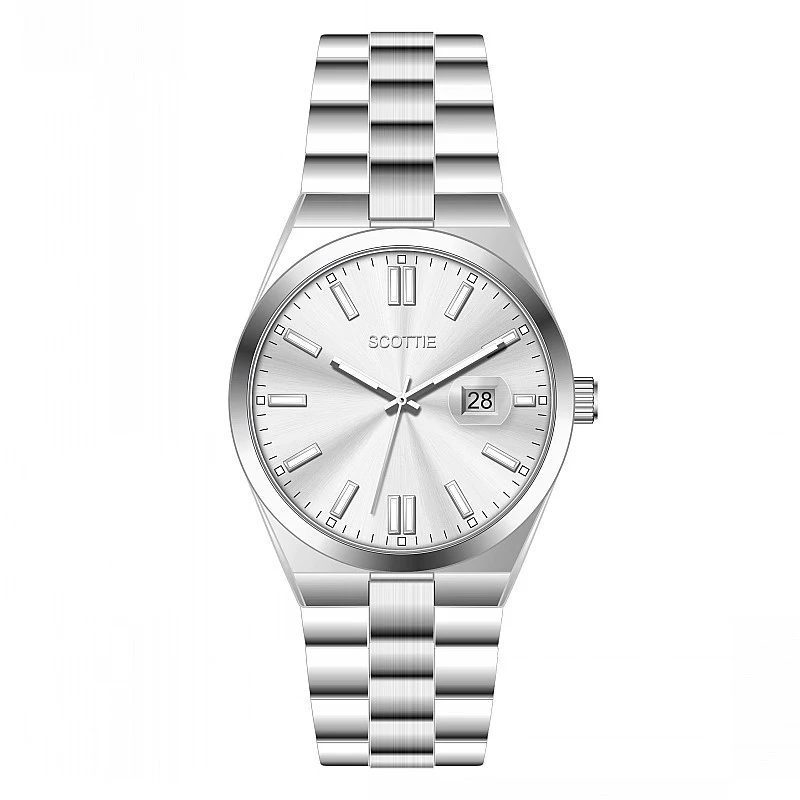 Waterdichte Quartz Horloge met Kalender en Roestvrijstalen Band. Nauwkeurigheid en Duurzaamheid voor Dagelijks Gebruik. Een Stijlvolle Keuze.