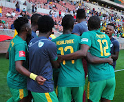 Mpho Kgaswane of Baroka FC celebrate with his teammates after scoring a goal during the Absa Premiership match between Baroka FC and Free State Stars at Peter Mokaba Stadium on September 16, 2017 in Polokwane, South Africa. 