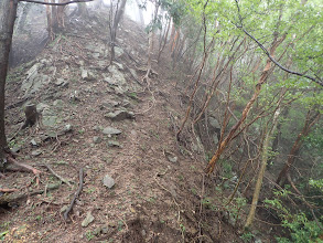 脆い尾根道に