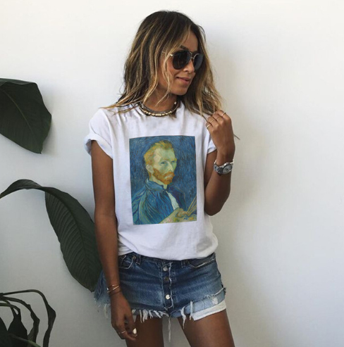 Van Gogh Oil Painting Loose Thin Bottoming Shirt T-shirt