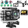 Camera Hành Trình Chống Nước Kaw Chống Rung 4K Sports Ultra Hd Dv Gắn Mũ Bảo Hiểm, Tay Xe, Gắn Gương