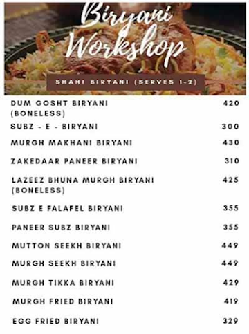 Biryani Workshop menu 