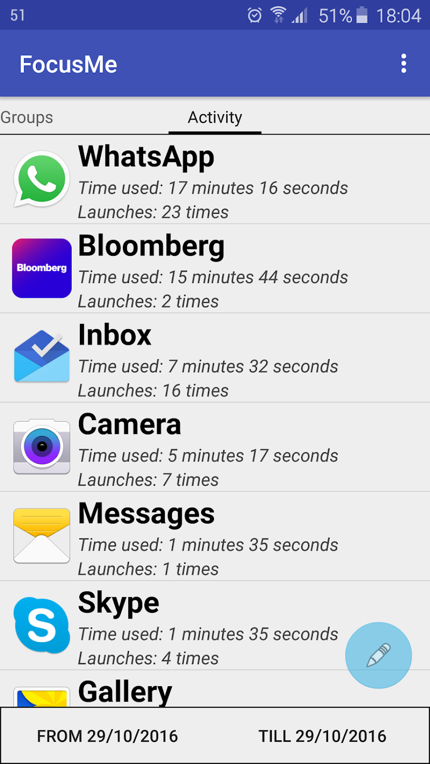 FocusMe Screen 1