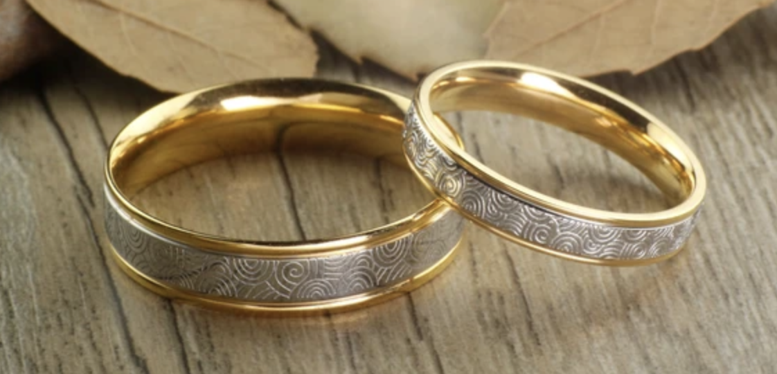 gold wedding band set