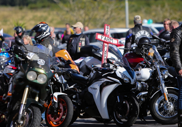 Bikers gather at the Windfarm on the N2 outside Port Elizabeth for their ride to Kings Beach