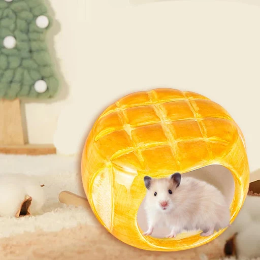 Hamster Cage Pet Nesting Mini Huts Cute Cooling Bed Summer Hideout Nest Hamster House for Hamster Squirrel Hedgehog Smal