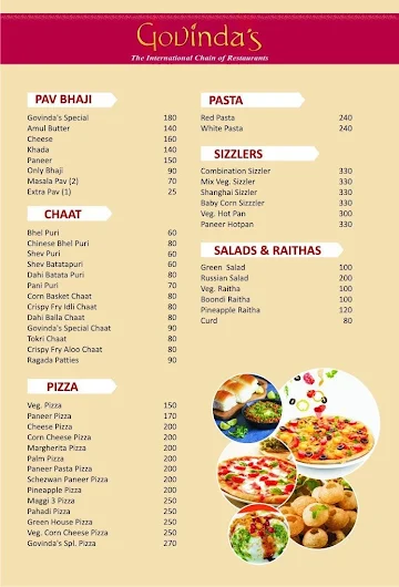 Govinda's -International Chain Of Restaurant menu 