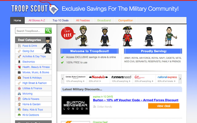 TroopScout Military Discounts chrome extension