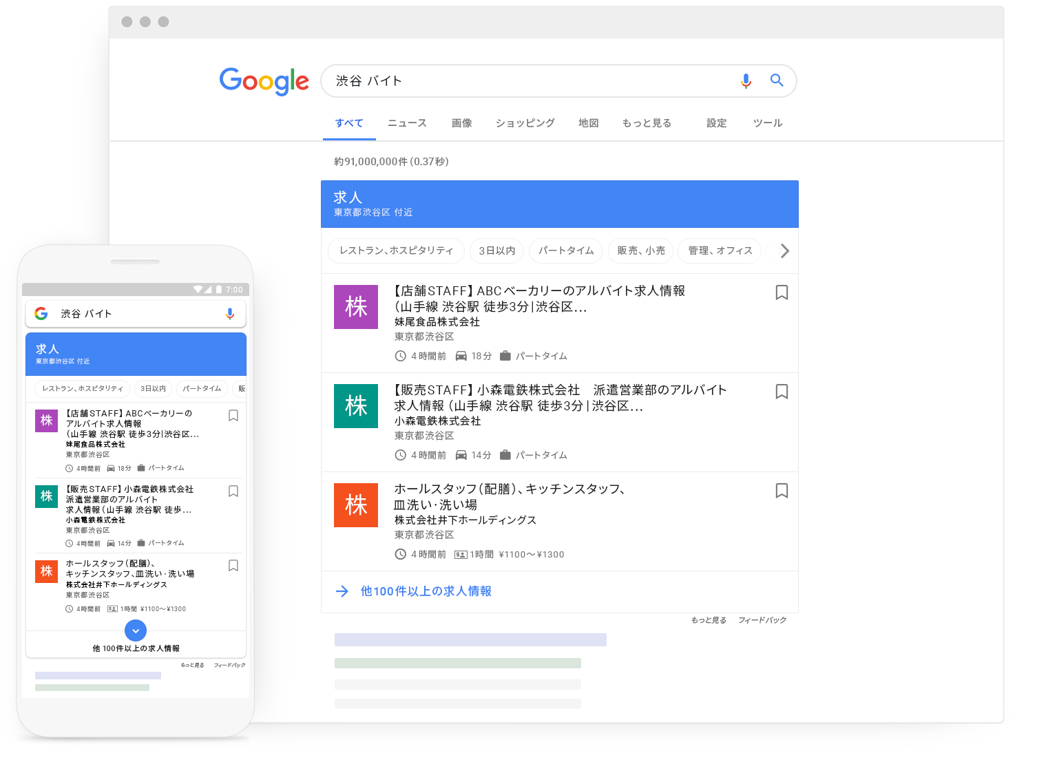 自社の求人情報が、毎日 Google で検索している求職者の目に留まるようにしましょう。