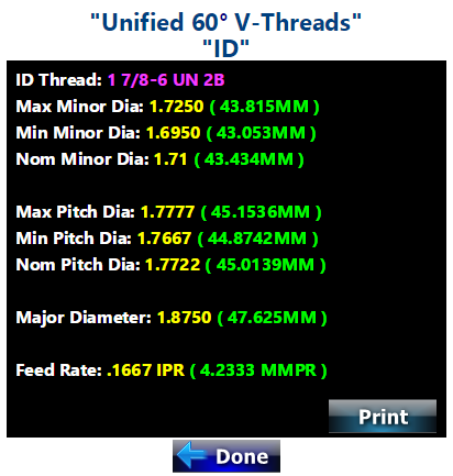 CNC Lathe Threads per Inch Calculator Mill