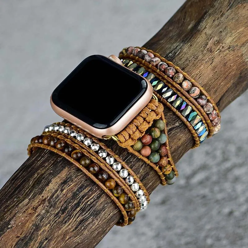 Modische Tigerauge-Webuhr mit Kette, ein stilvolles Accessoire. Dieses Schmuckstück vereint Design und Funktionalität.
