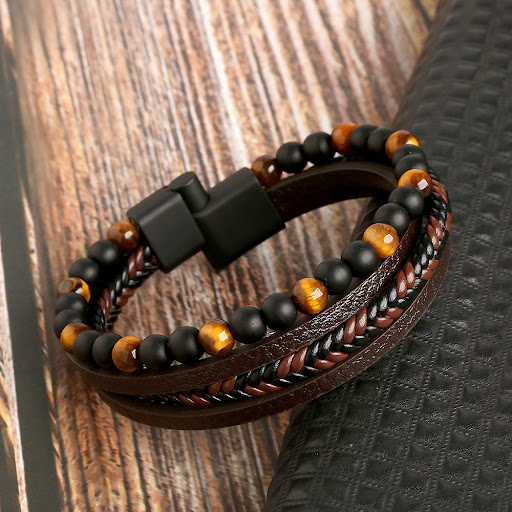 Title 5, Multi-layer Hand Woven Bracelet featuring Natur...