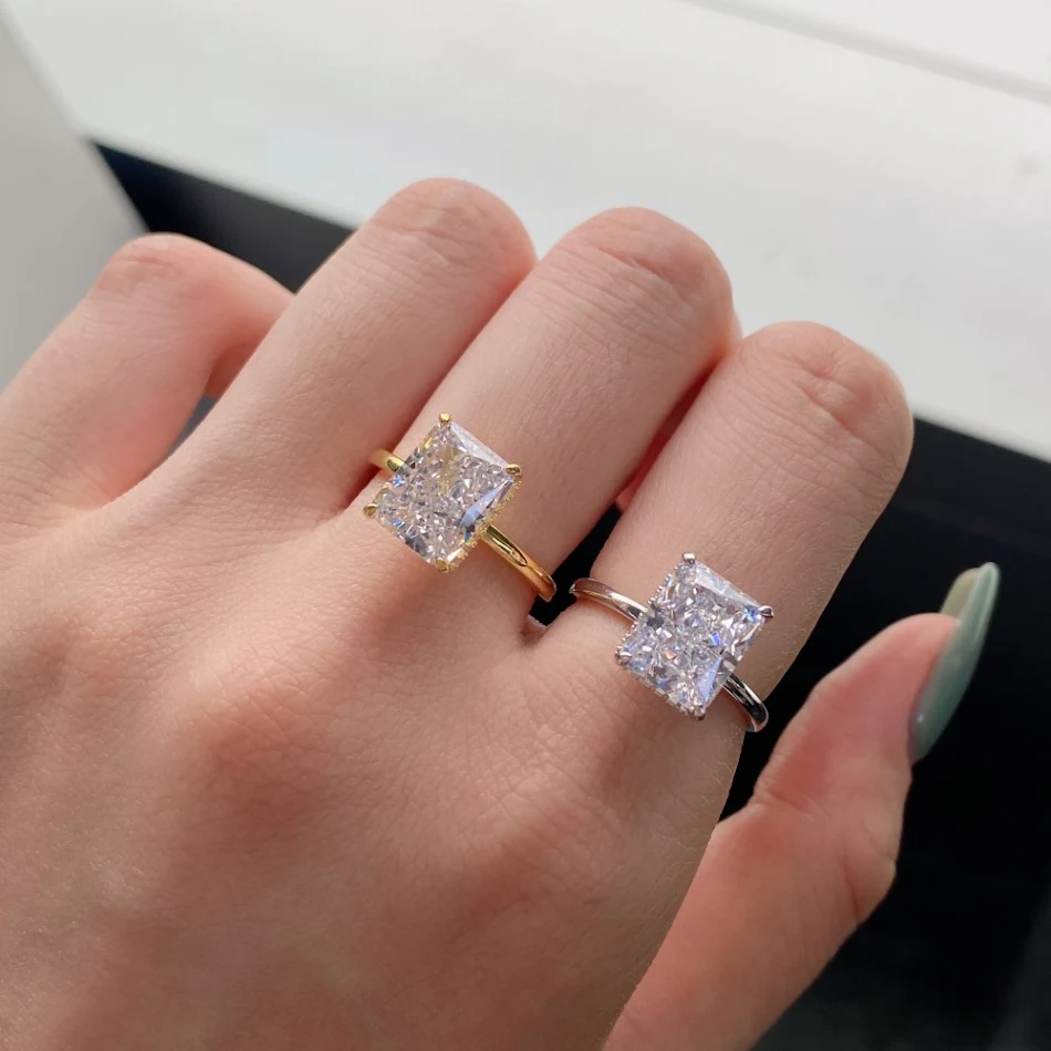 Anillo de plata de ley S925 con circonitas, diseño de cuatro garras, lujo ligero especial para brillar en cualquier ocasión.