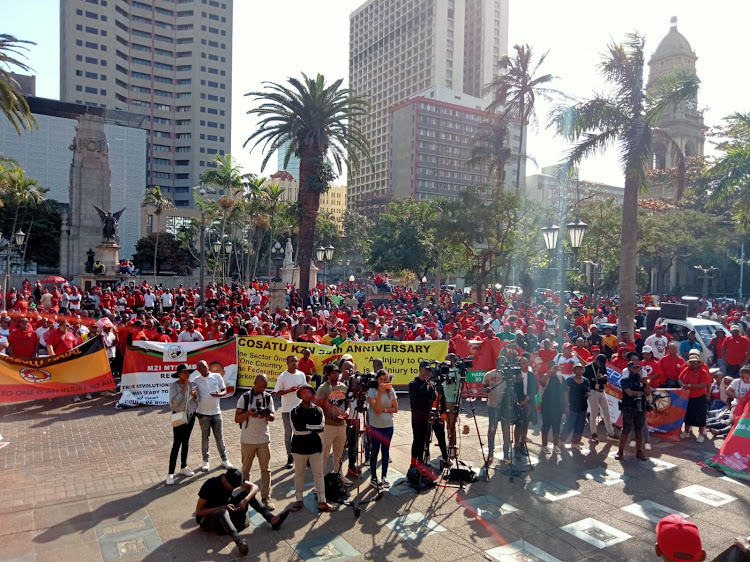 Trade union members gathered at the Durban city hall on Wednesday to hand over a list of grievances.