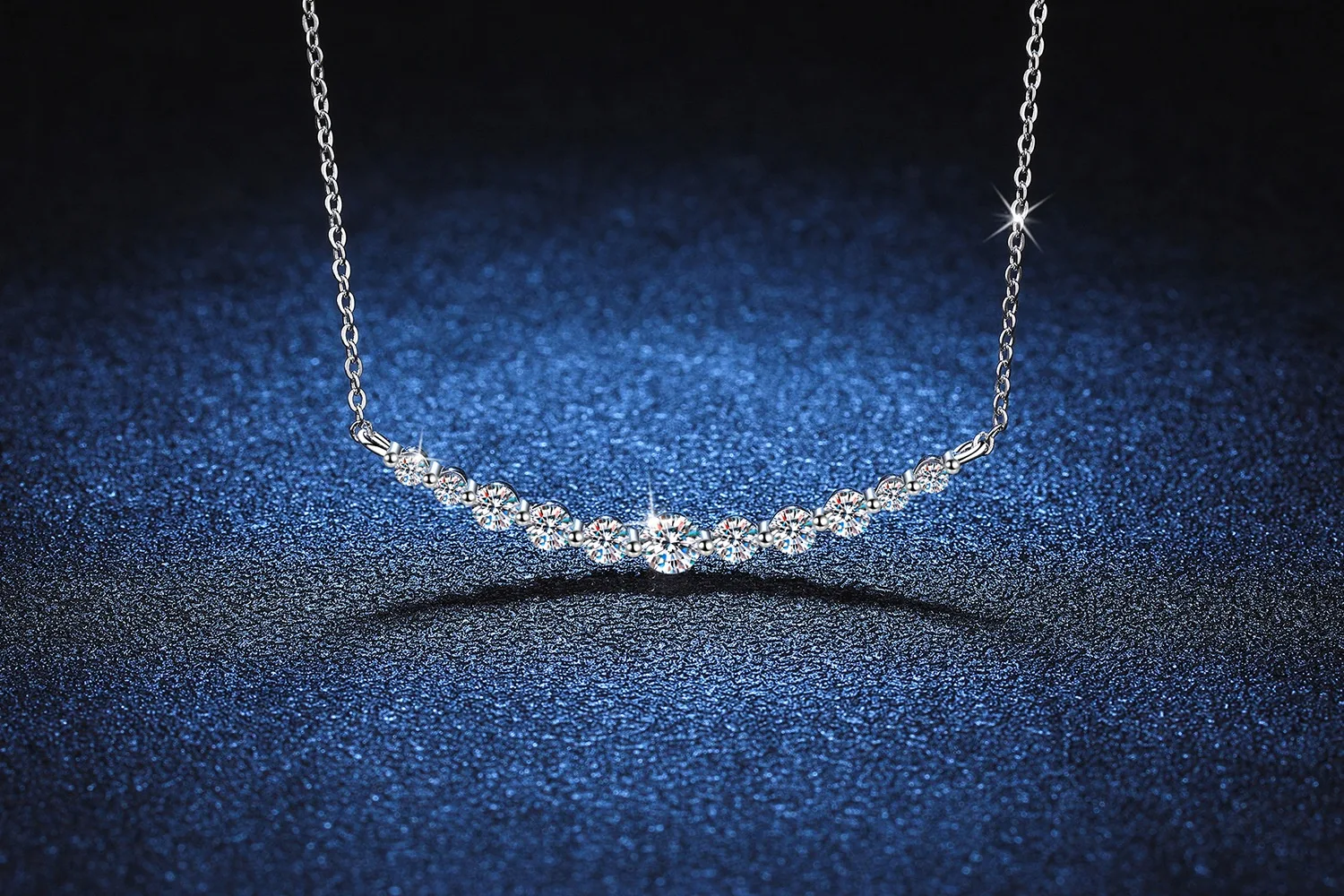 Title 7, S925 Sterling Silber Moissanit Halskette, Leich...