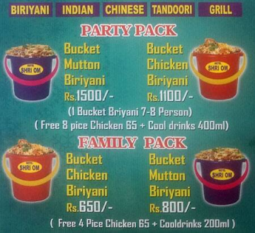 Hotel Shri Om menu 