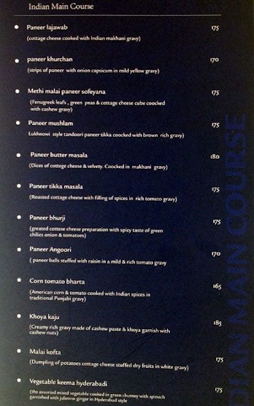 Hotel Kohinoor Plaza menu 