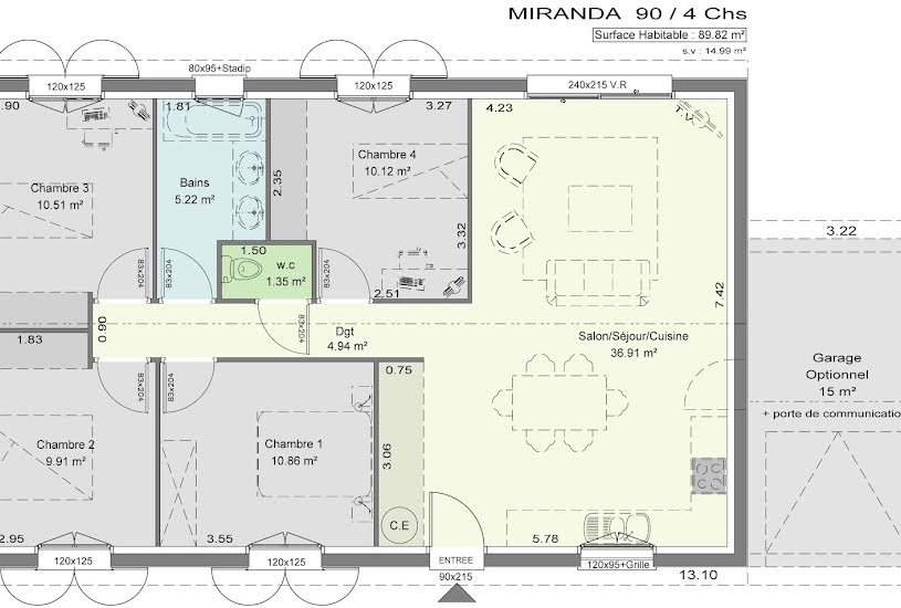  Vente Terrain + Maison - Terrain : 1 180m² - Maison : 90m² à Marmande (47200) 