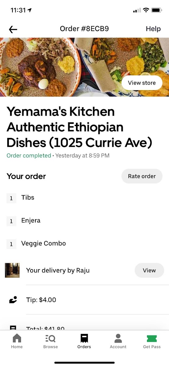 Screenshot from Uber Eats.