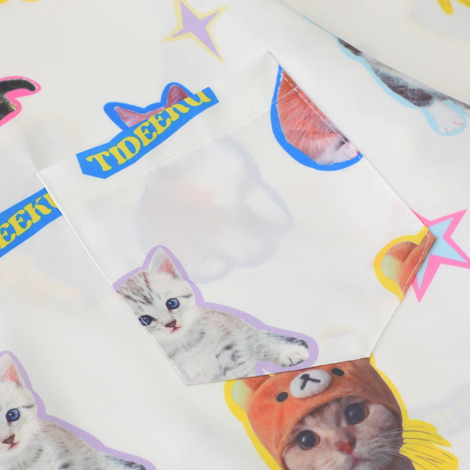 T-shirt à manches courtes pour hommes avec imprimé intégral de chatons. Confort et style assurés avec ce design original, idéal pour un look décontracté.