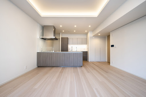 Modern kitchen, countertop, range hood in this luxury property for sale in Chiyoda City ($2,695,375)