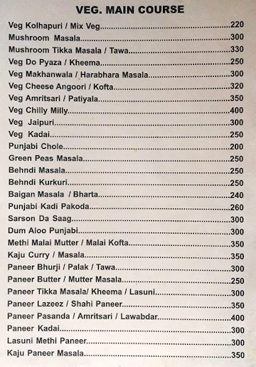 Baithak Dhaba menu 