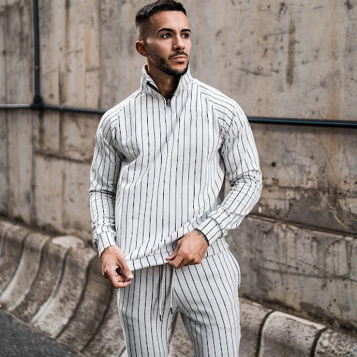 Title 4, Striped Leisure Sports Running Two-Piece Suit f...