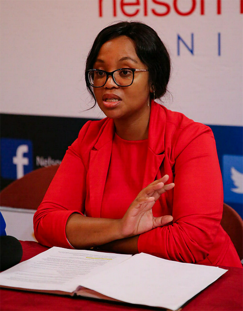 Municipal public accounts committee chairwoman Yoliswa Yako addresses a media briefing at the City Hall