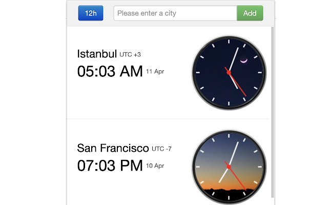 World Clock chrome extension