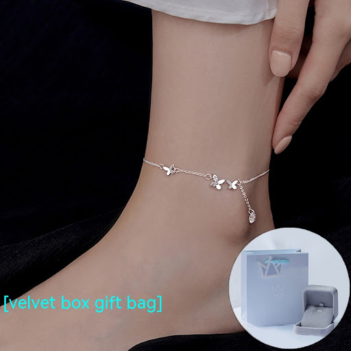 Title 6, S925 Sterling Silver Butterfly Anklet for Women...