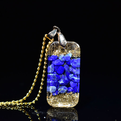 Title 4, Handmade crystal gravel epoxy resin pendant nec...